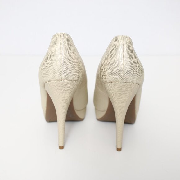 Apt. 9 Metallic Champagne Reptile Print Platform High Heels Sz 7.5 - Picture 4 of 6